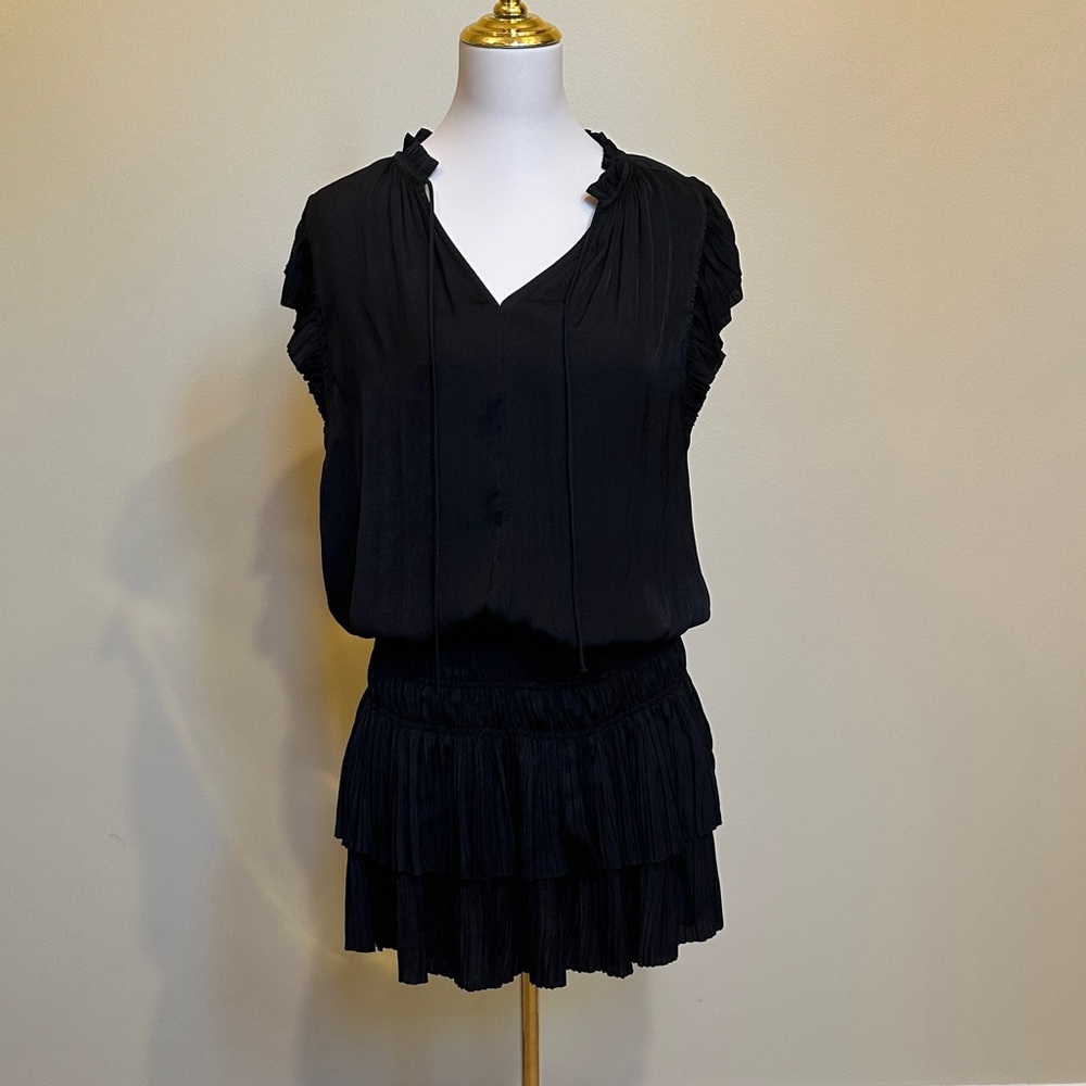 Current Air Elegant Black Ruffled Mini Dress